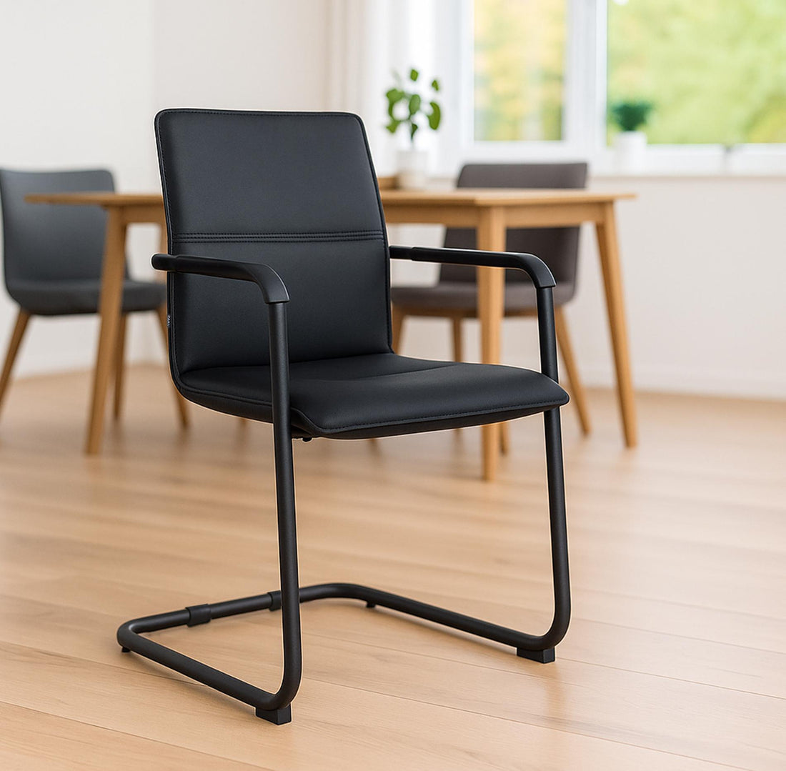 2-delige set Bezoekersstoelen - Vergaderstoelen - Ergonomisch Comfort - Kunstleer Zwart Kleur zwart/zwart