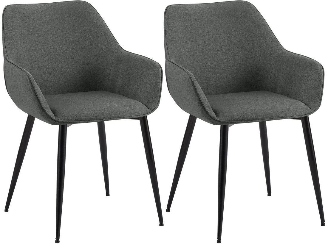 Set van 2 Eetkamerstoelen - Gestoffeerde Stoelen - Hoog Zitcomfort - Onderhoudsvriendelijk Kleur donkergrijs