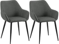 Set van 2 Eetkamerstoelen - Gestoffeerde Stoelen - Hoog Zitcomfort - Onderhoudsvriendelijk Kleur donkergrijs