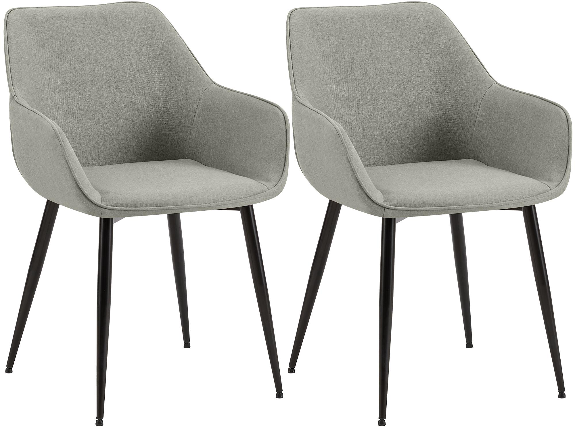 Set van 2 eetkamerstoelen - Kuipstoelen - Hoog zitcomfort, onderhoudsvriendelijk, lichtgrijs stof Kleur lichtgrijs
