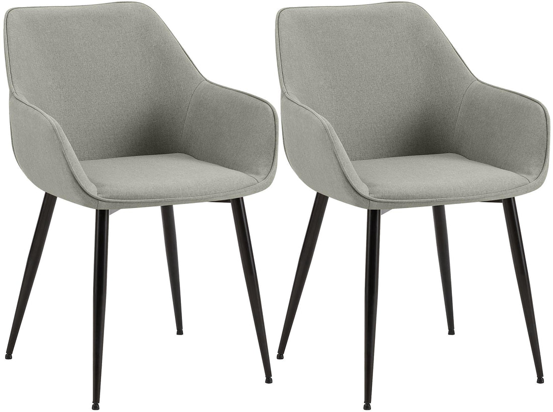 Set van 2 eetkamerstoelen - Kuipstoelen - Hoog zitcomfort, onderhoudsvriendelijk, lichtgrijs stof Kleur lichtgrijs