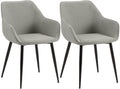 Set van 2 eetkamerstoelen - Kuipstoelen - Hoog zitcomfort, onderhoudsvriendelijk, lichtgrijs stof Kleur lichtgrijs