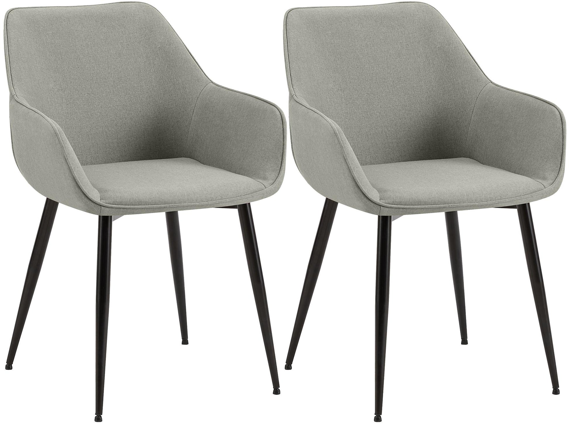 Set van 2 eetkamerstoelen - Kuipstoelen - Hoog zitcomfort, onderhoudsvriendelijk, lichtgrijs stof Kleur lichtgrijs