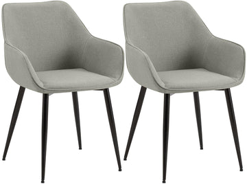 Set van 2 eetkamerstoelen - Kuipstoelen - Hoog zitcomfort, onderhoudsvriendelijk, lichtgrijs stof Kleur lichtgrijs