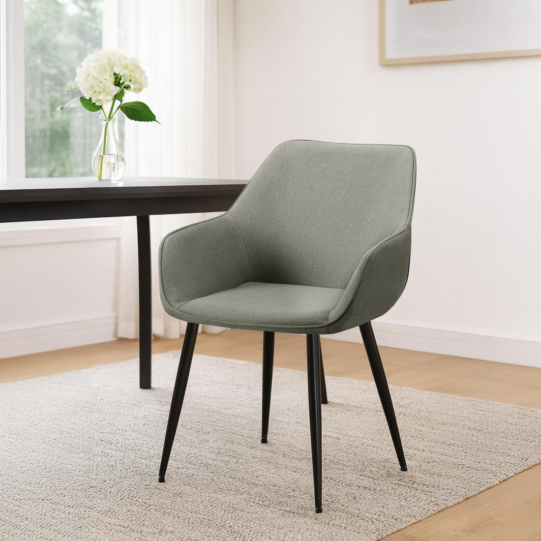 Set van 2 eetkamerstoelen - Kuipstoelen - Hoog zitcomfort, onderhoudsvriendelijk, lichtgrijs stof Kleur lichtgrijs