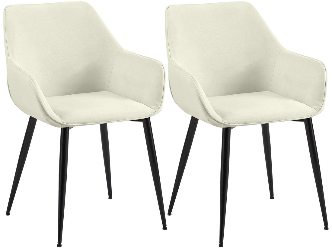 2-delige set Eetkamerstoelen - Keukenstoelen - Hoog zitcomfort, onderhoudsvriendelijke stof Kleur crème