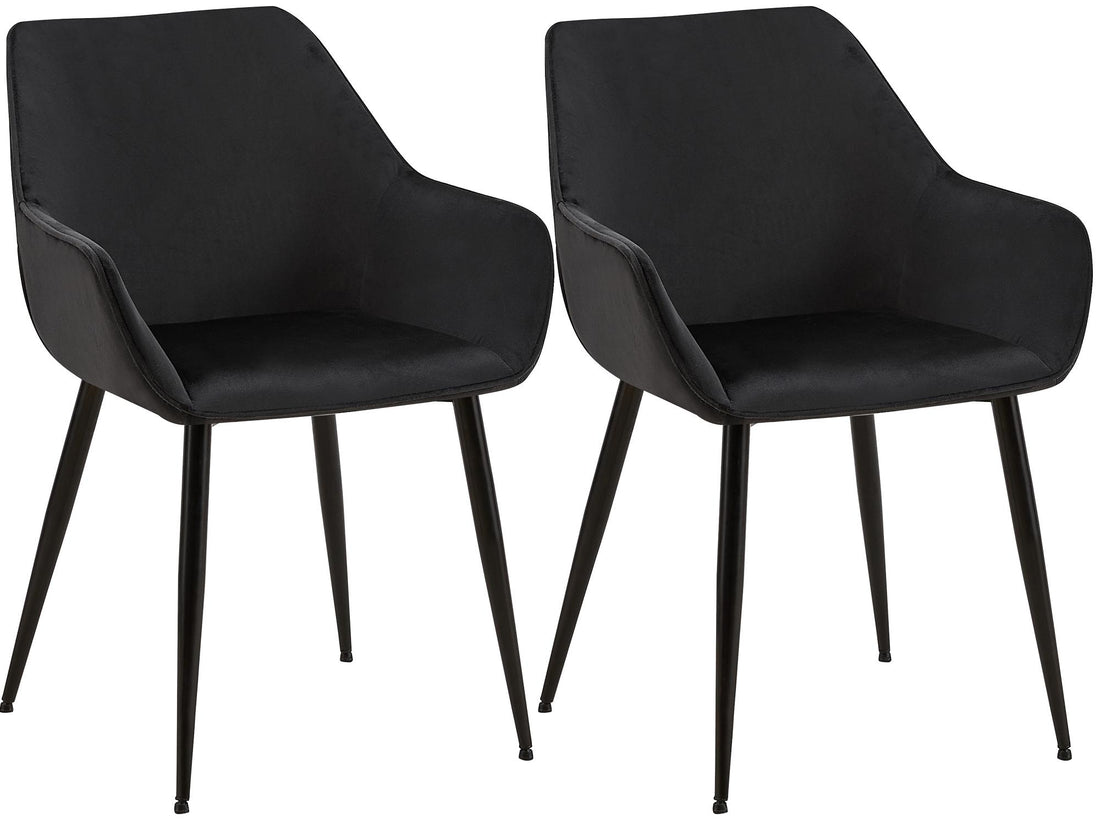 2-delige set Eetkamerstoelen - Kuipstoelen - Comfort & Stijlvol Fluweel - Zwart, Kleur zwart