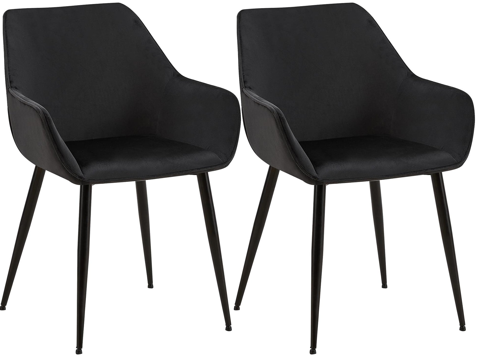 2-delige set Eetkamerstoelen - Kuipstoelen - Comfort & Stijlvol Fluweel - Zwart, Kleur zwart