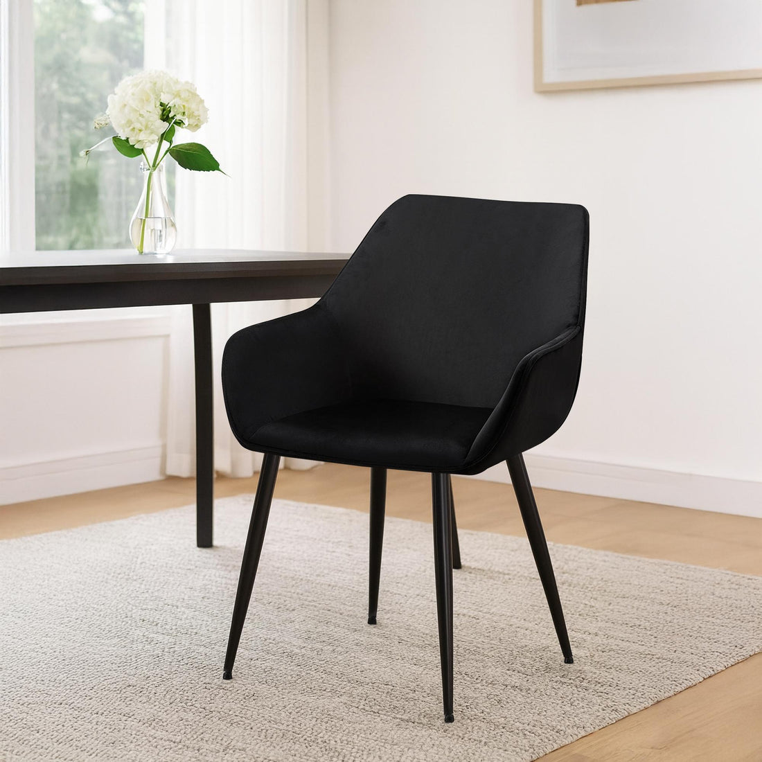 2-delige set Eetkamerstoelen - Kuipstoelen - Comfort & Stijlvol Fluweel - Zwart, Kleur zwart