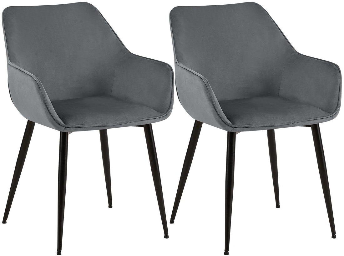 2-delige set Eetkamerstoelen - Fluwelen Stoelen - Comfortabel zitcomfort, Moderne uitstraling Kleur donkergrijs
