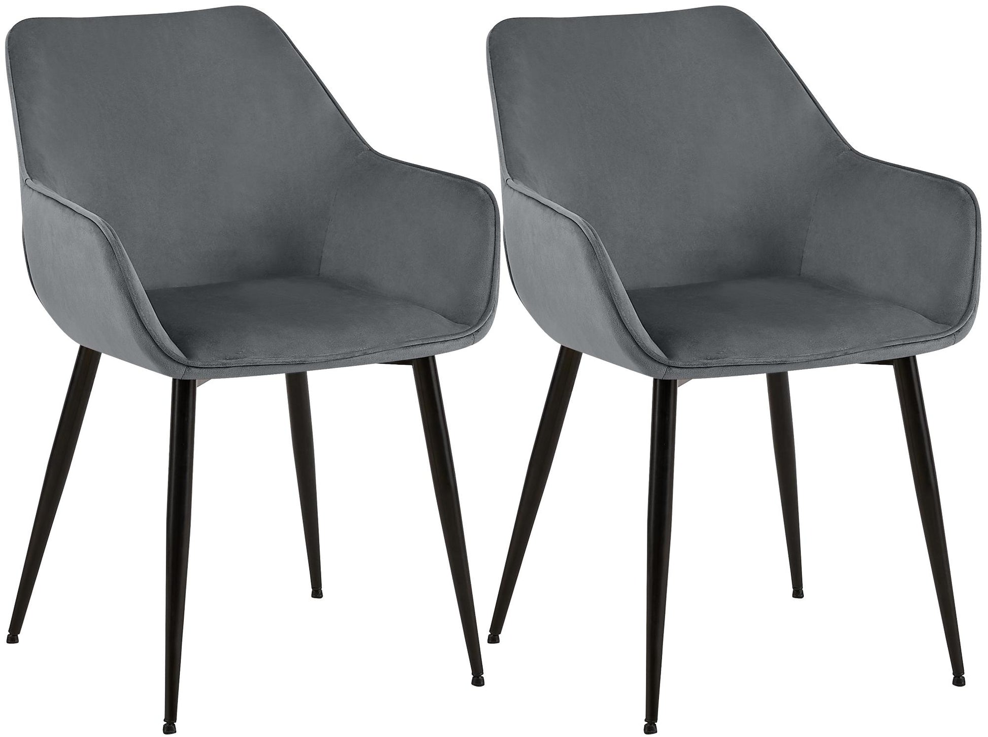 2-delige set Eetkamerstoelen - Fluwelen Stoelen - Comfortabel zitcomfort, Moderne uitstraling Kleur donkergrijs
