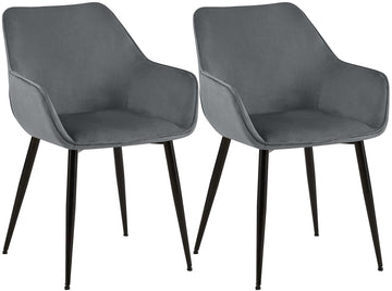 2-delige set Eetkamerstoelen - Fluwelen Stoelen - Comfortabel zitcomfort, Moderne uitstraling Kleur donkergrijs