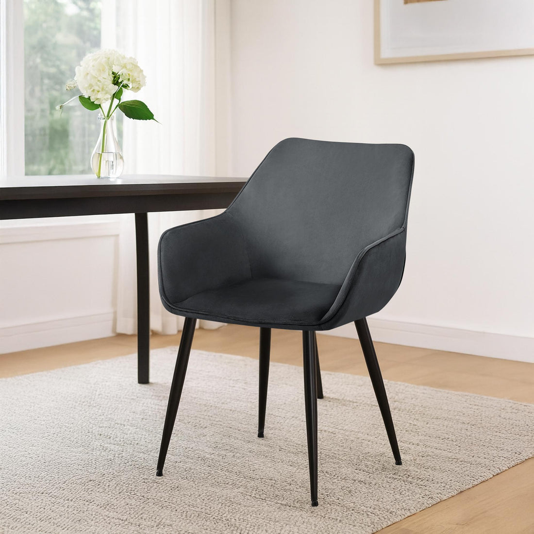 2-delige set Eetkamerstoelen - Fluwelen Stoelen - Comfortabel zitcomfort, Moderne uitstraling Kleur donkergrijs