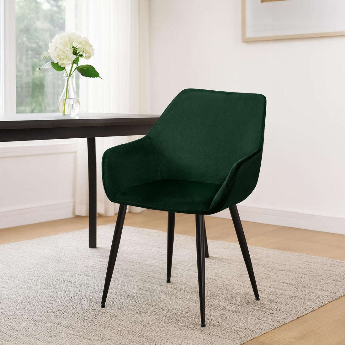 Set van 2 fluwelen eetkamerstoelen - Keukenstoelen - Optimaal zitcomfort, modern design Kleur groen