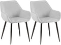 Set van 2 eetkamerstoelen – Fluwelen stoelen – Hoog zitcomfort – Moderne uitstraling Kleur lichtgrijs