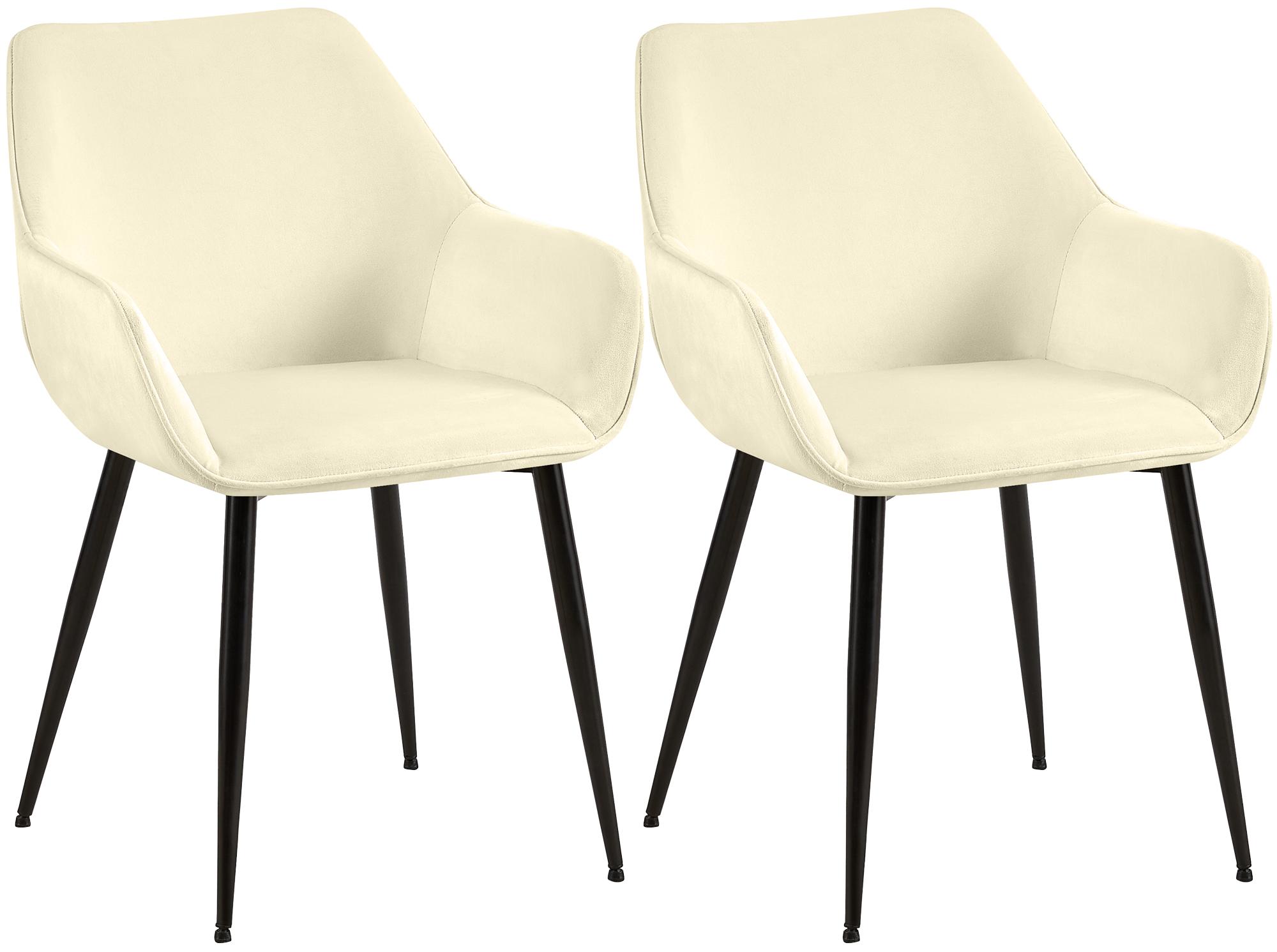 2-delige set Eetkamerstoelen - Velvet Stoelen - Comfortabel & Onderhoudsvriendelijk - Crème Kleur crème