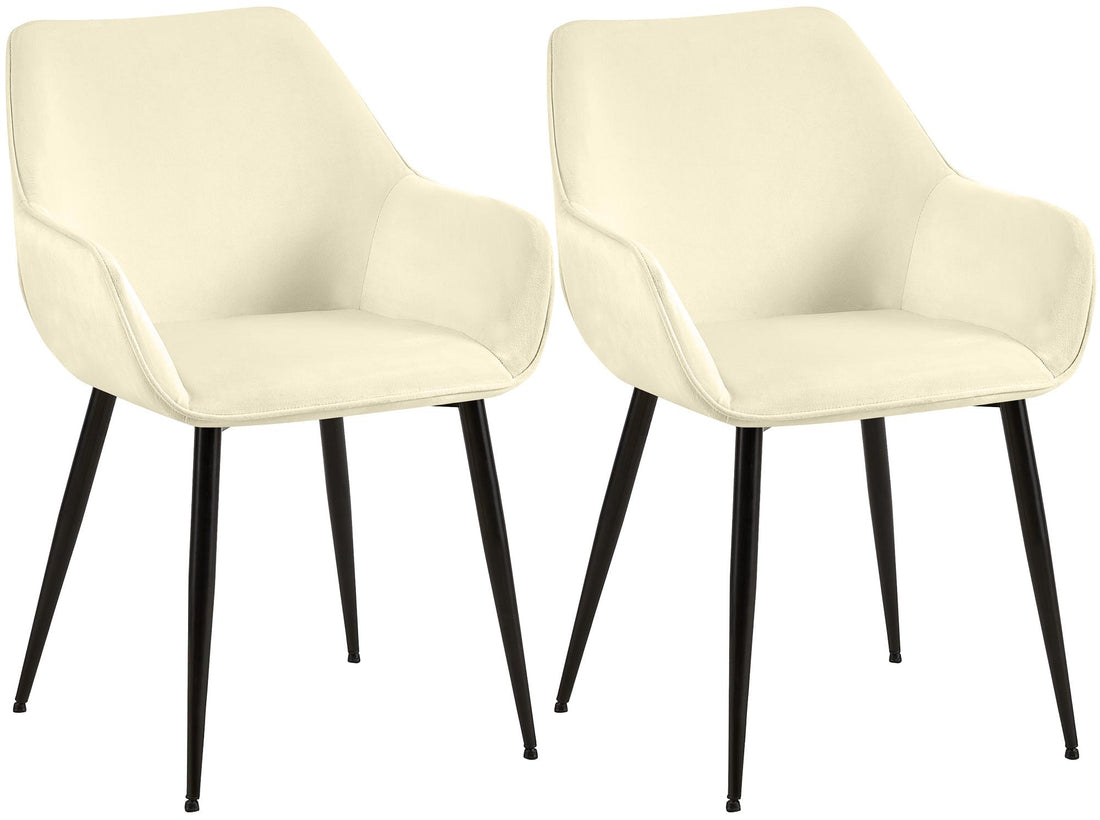 2-delige set Eetkamerstoelen - Velvet Stoelen - Comfortabel & Onderhoudsvriendelijk - Crème Kleur crème