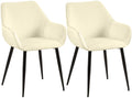 2-delige set Eetkamerstoelen - Velvet Stoelen - Comfortabel & Onderhoudsvriendelijk - Crème Kleur crème