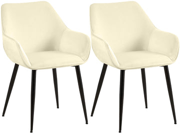 2-delige set Eetkamerstoelen - Velvet Stoelen - Comfortabel & Onderhoudsvriendelijk - Crème Kleur crème