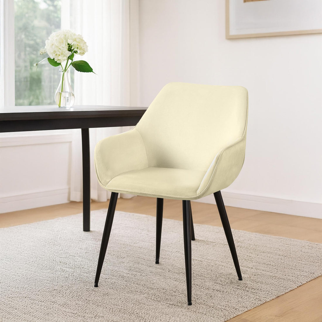 2-delige set Eetkamerstoelen - Velvet Stoelen - Comfortabel & Onderhoudsvriendelijk - Crème Kleur crème