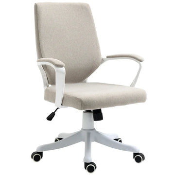 Ergonomische bureaustoel met lendensteun | Kleur: Beige/Wit | Afmetingen: 62x69x92-100 cm