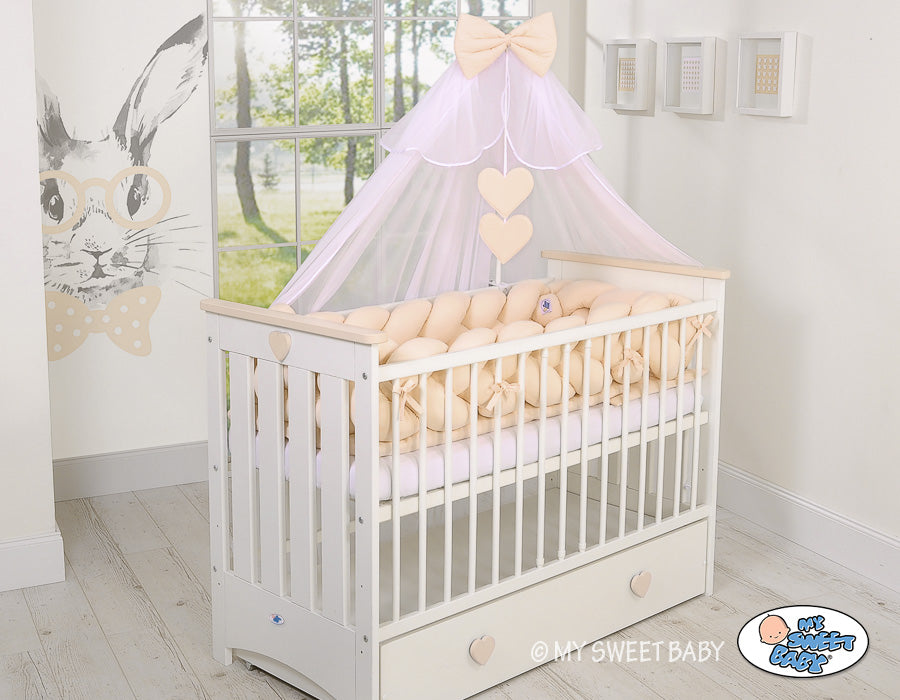 Muggennet, baldakijn, volledige insectenbescherming - wit chiffon - universeel ledikant