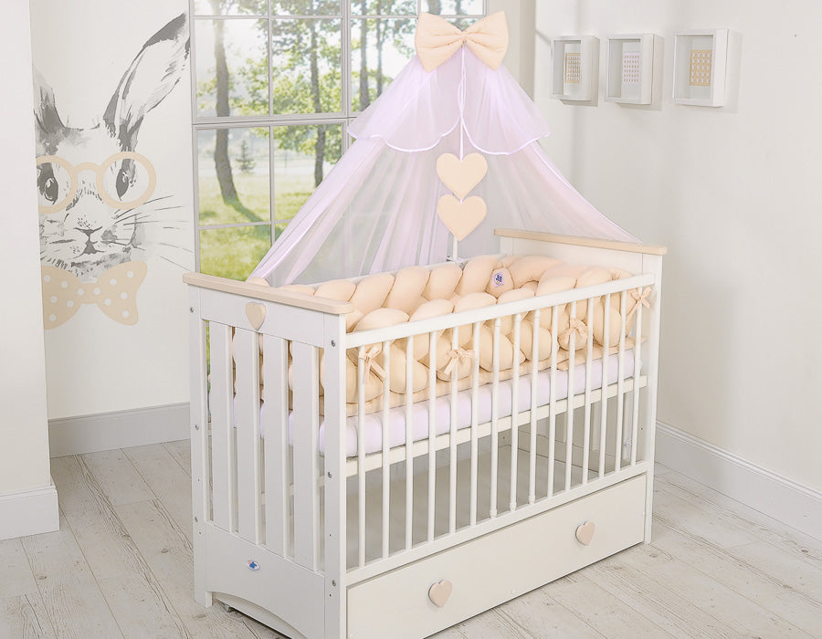 Muggennet, baldakijn, volledige insectenbescherming - wit chiffon - universeel ledikant