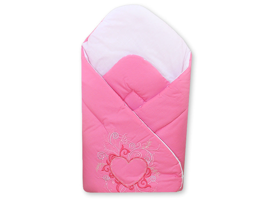 Babynest met versteviging, babybedje, extra ondersteuning en comfort - 100% katoen donkerroze