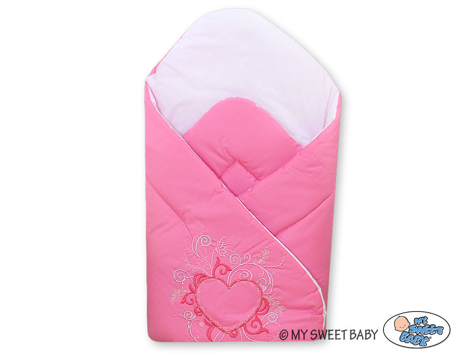 Babynest met versteviging, babybedje, extra ondersteuning en comfort - 100% katoen donkerroze