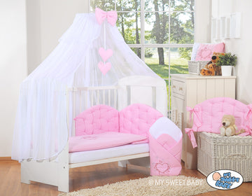 Myggnät, baldakin - ventilerande chiffong - fullt skydd för spjälsäng/barnsäng