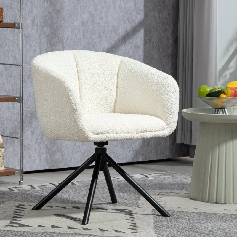 Drehsessel - Gepolsterter Relaxsessel | Farbe: Cremeweiß+Schwarz | Abmessungen: 58.5x59x78.5 cm