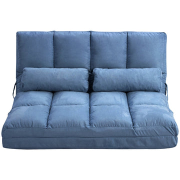 Vloerbank met slaapfunctie en verstelbare rugleuning | Kleur: Blauw | Afmetingen: 73x102x60 cm
