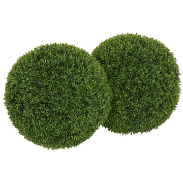 Set van 2 kunstplanten - Buxusbollen voor binnen en buiten | Kleur: Groen