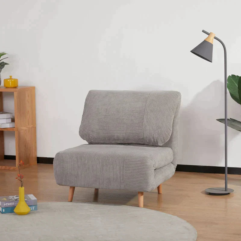 Schlafsessel - 2-in-1 Sessel und Bett | Farbe: Hellgrau | Maße: 89x82x83 cm