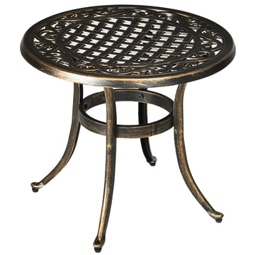 Ronde tuinbijzettafel van aluminium Ø60 cm | Kleur: Brons | Afmetingen: 60x60x52,5 cm