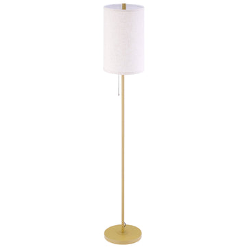 Stalen vloerlamp met stoffen kap - Goud-Wit | Kleur: Goud-Wit | Afmetingen: 25.5x25.5x157 cm