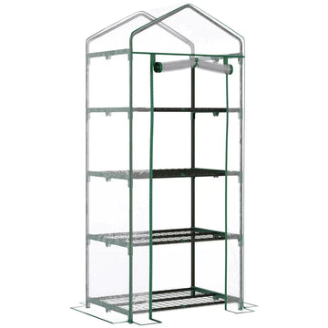 Plantenkas met 4 etages | Kleur: Transparant/donkergroen | Afmetingen: 50x70x160 cm