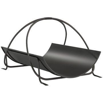 Haardhoutrek voor binnen - Metalen houtrek met handvat | Kleur: Zwart | Afmetingen: 51x38x33 cm