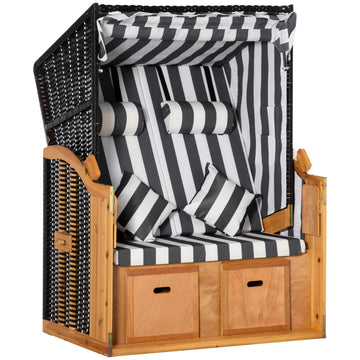 Dubbele strandstoel met zonnedak en voetsteunen | Afmetingen: 118x79x160 cm