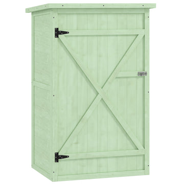 Houten tuinschuur met planken, afsluitbare deur | Kleur: Groen | Afmetingen: 56x75x115 cm