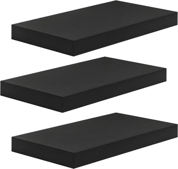Set van 3 wandplanken van MDF voor decoratie | Zwart | 40x22,9x3,8 cm