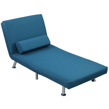 Vouwfauteuil met bed en verstelbare rugleuning | Kleur: Blauw | Afmetingen: 75x70x75 cm
