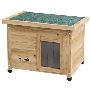 Houten kattenhuis voor buiten | Kleur: Geel+Groen | Afmetingen: 45x57x43 cm