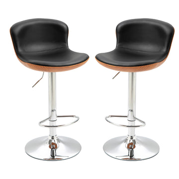 Set van 2 barkrukken | Kleur: zwart + zilver | Afmetingen: 46x53,5x85-106 cm