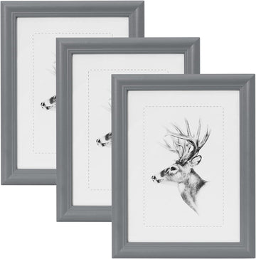 3-delige houten fotolijsten met echt glas | Grijs | 30x40 cm