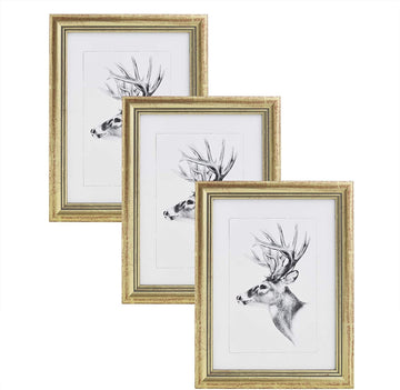 3-delige set houten fotolijsten met echt glas | Bruin | 18x24 cm