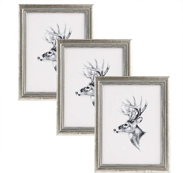 3-delige houten fotolijstset met glazen plaat 40x50 cm | Zilver