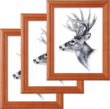 3-delige set houten fotolijsten met echt glas A4 | Bruin | 21x29,7 cm