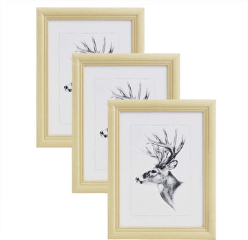 3-delige houten fotolijstset met glas | Natuurlijke kleur | 20x30 cm