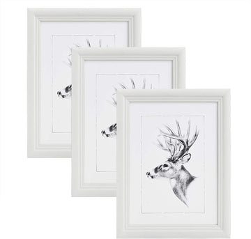 3-delige set houten fotolijsten met glas in Artos-stijl | Wit | 50x70 cm